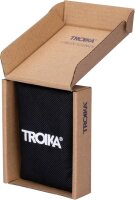 TROIKA key fob CODE24, address tag, 3 charms: airplane, suitcase, plaque, incl. 2 year lost and found service, chrome-plated, silver.