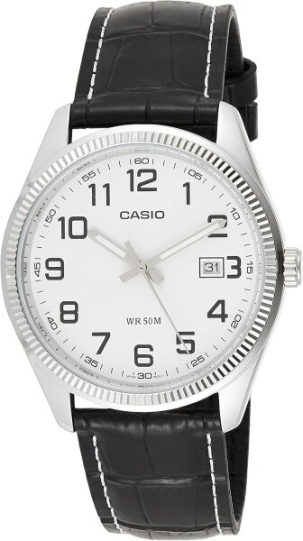Casio MTP-1302PL-7BVEF, mens watch, 39mm, 5ATM, elegant design, leather strap, precise quartz movement.