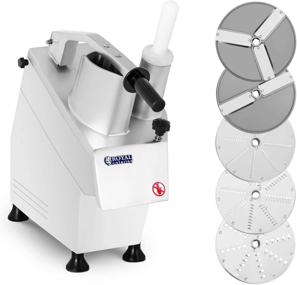 Royal Catering RCGS 55, electric vegetable slicer, 550W, 205mm disc diameter, aluminum, 5 cutting discs, 270 rpm.