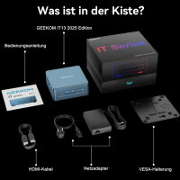 Geekom IT Series Mini PC, Mini IT13, Mini-PC, Intel Core i-13900HK, 32GB DDR4, 1TB SSD, Blau.