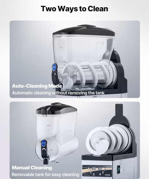 VEVOR Frozen Drink Maker, 15L, Slush-Maschine, Edelstahl, 60 Tassen, ideal für Zuhause, Partys, Restaurants, Cafés, Bars.