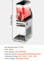 VEVOR Frozen Drink Maker, 15L, Slush Machine, Stainless Steel, 60 Cups, ideal for home, parties, restaurants, cafes, bars.