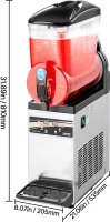 VEVOR Frozen Drink Maker, 15L, Slush Machine, Stainless Steel, 60 Cups, ideal for home, parties, restaurants, cafes, bars.