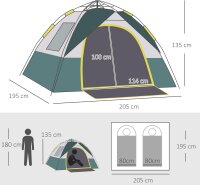 Outsunny A20-133 Camping tent 3 person pop-up dome tent with window, 1000mm water column, including pack bag and groundsheet.