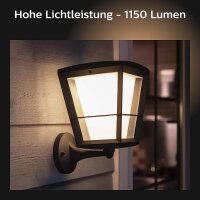Philips Hue Econic Wandleuchte, Außenbereich, 1040lm, dimmbar, 16 Mio. Farben, App-Steuerung, Alexa-kompatibel, schwarz.