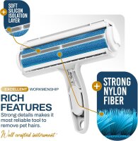 PORTENTUM Tierhaarentferner-Rolle, wiederverwendbare Bürste für Hunde & Katzen, leicht zu reinigen, ideal für Teppiche & feste Bereiche.