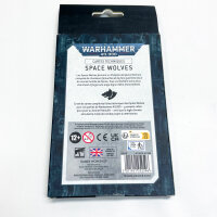 Space Wolves, W40K, datasheet cards, tactical playing cards for strategic missions, detailed illustrations.