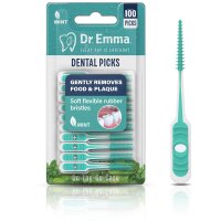 Dr. Emma Dental Picks, 100 pieces/pack, mint, gentle and effective teeth cleaning, 2 packs (200 pieces)