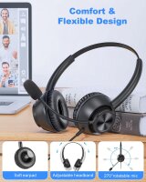 New Bee USB Headset, PC Headset, USB-A & USB-C, adjustable microphone, ideal for call centers, conference calls, Skype, online courses.