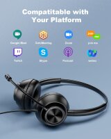 New Bee USB Headset, PC Headset, USB-A & USB-C, adjustable microphone, ideal for call centers, conference calls, Skype, online courses.