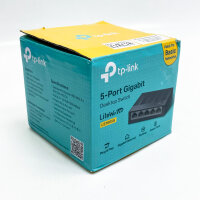 TP-Link LS1005G, 5-Port Desktop Switch, 5 x Gigabit Ports, Plug and Play, energiesparend, Wandmontage, schwarz.