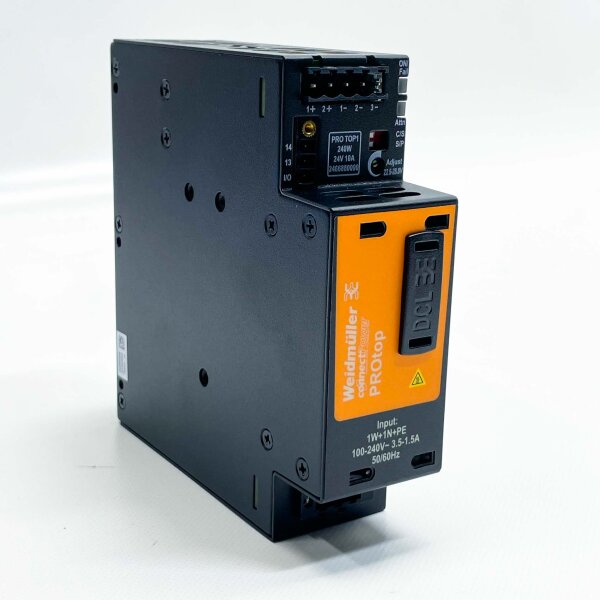 Weidmüller Pro Top 1, 2466880000, Netzteil, 240W, 24V, 10A, 50/60Hz, für Schienenmontage.