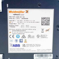 Weidmüller Pro Top 1, 2466880000, Netzteil, 240W, 24V, 10A, 50/60Hz, für Schienenmontage.