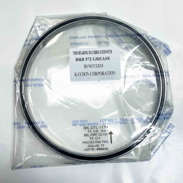 Kaydon JU080CP0, Kugellager, Bohrungsdurchmesser 203.2 mm, Außendurchmesser 222.25 mm, Breite 12.7 mm, nichtmetallisch.