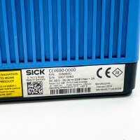 Sick CLV690-0000, laser scanner, DC 18...30 V, 15 W, Imax 1 A, precise object detection and tracking.