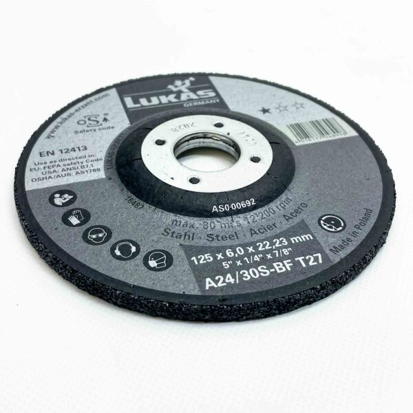 Lukas AS000692V9802, 509501, Schruppscheiben, 10 Stk., T27, 125x6x22,23 mm, 5"x1/4"x7/8".