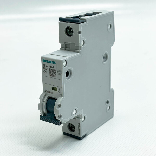 SIEMENS 5SY4101-7, 1-pole circuit breaker, 230/400V, high safety, compact design, ideal for protecting electrical circuits.