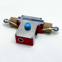 Telemecanique XY2CEDA290, cable pull emergency stop switch, 500 V, 6kV, IP66, 250V, robust for safety applications.