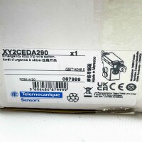 Telemecanique XY2CEDA290, cable pull emergency stop switch, 500 V, 6kV, IP66, 250V, robust for safety applications.