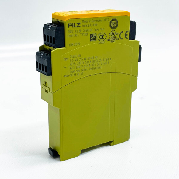 PILZ PNOZ X2.8P, 777301, Sicherheitsrelais, 2.5 W, 50/60 Hz, 24 VAC, 240 V, 6 A, kompakt und zuverlässig.