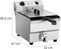 Royal Catering Elektro-Fritteuse, 13 l, 3.200 W, 50–200 °C, Ablasshahn, Edelstahl, Gastro