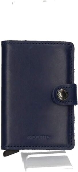 Secrid Mini Wallet Geldbörse Navy Blue Leder, Safe Card Case, kompakt, RFID-Schutz, 2,1x6,5x10,2cm