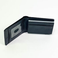 Frapkom Mens Wallet Black, Card Case, RFID Protection, Slim Design, Many Card Slots, Coin Pocket