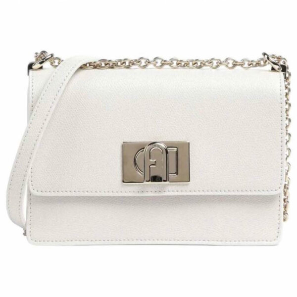 Furla 1927 Mini Womens Handbag, Model BX1472-1704S, white, elegant design, compact, gold details