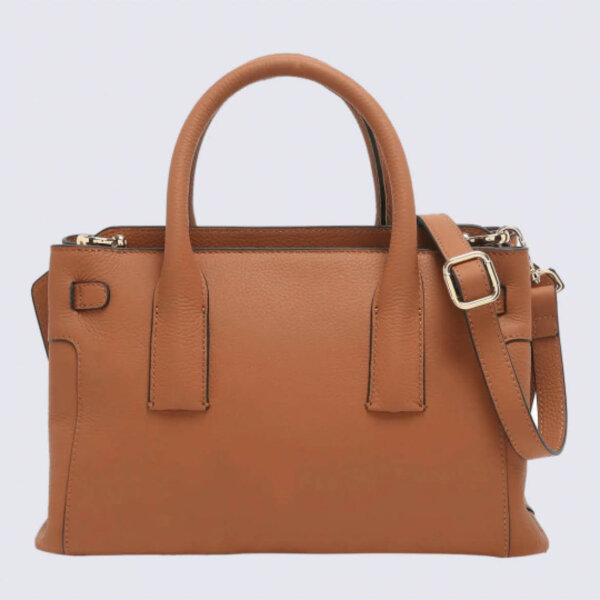 Etrier handbag, stirrup design, leather, camel, 18x31x16 cm, shoulder bag, elegant look