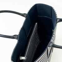 Bottega Veneta Arco medium-sized tote bag, denim, striped, navy/white/black, without original packaging, fashionable & spacious