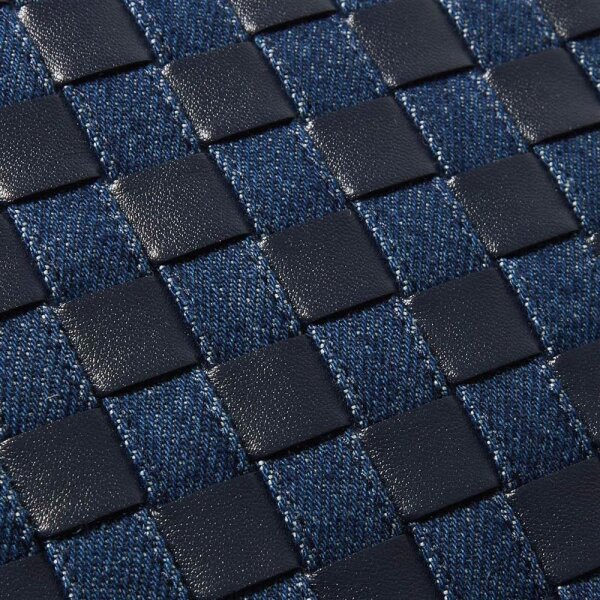 Bottega Veneta Intrecciato Hop, large shoulder bag, calfskin & denim, magnetic closure, blue, without original packaging