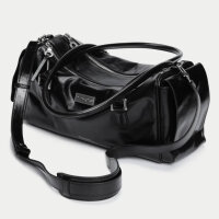 Aest Studios shoulder bag L, calfskin leather, black, 39.5x13.5x18cm, model AC-001H-BK001, spacious, elegant