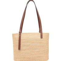 Loewe square straw bag, beige-brown, woven leather...