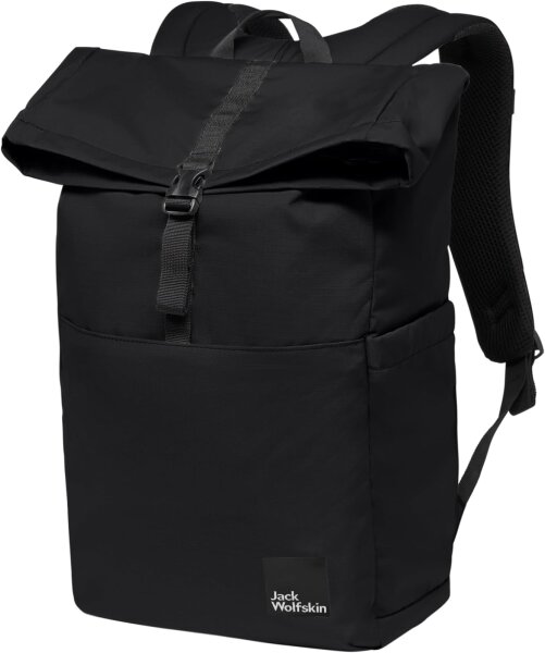 Jack Wolfskin Island Rucksack Unisex, A64015_6000_OS, Laptopfach, gepolstert, Brustgurt, Schwarz, komfortables Rückenteil