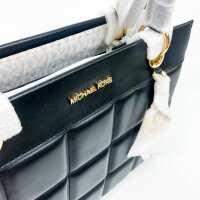 Michael Kors Susan Medium Shoulder Bag, Checkered Leather, Black, Elegant Tote, Spike Design, Spacious