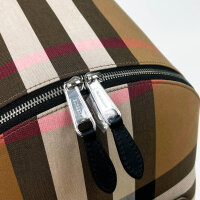 Burberry womens backpack, check canvas & leather, classic check pattern, adjustable straps, front pocket, stylish