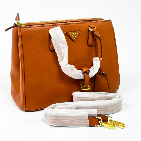 Prada Galleria handbag, leather orange, 28x20x12 cm, elegant classic, without original packaging, stylish & spacious
