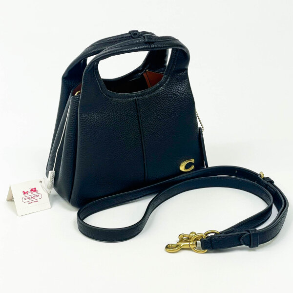 COACH Lana Shoulder Bag 23, Umhängetasche, Leder, Schwarz, elegantes Design, verstellbarer Riemen, kompakt