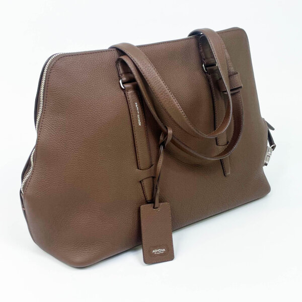 Agnona Cara handbag, leather, brown, elegant design, spacious, without original packaging