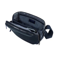 Piquadro Blue Square Herren-Umhängetasche, Querformat, Leder, Blau, Organizerfächer, verstellbarer Gurt