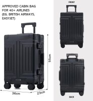 GMT Zero 20" Aluminum Carry-on Suitcase, Black, Premium, Zipperless, TSA Lock, Lightweight, Robust