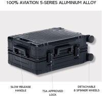 GMT Zero 20" Aluminum Carry-on Suitcase, Black, Premium, Zipperless, TSA Lock, Lightweight, Robust