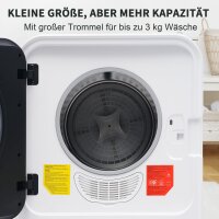 Merax Wäschetrockner 3kg, Edelstahl, 5 Programme, 830W, Überhitzungsschutz, Wandmontage, kompakt, Abgastrockner, Energieklasse G