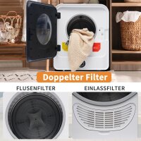 Merax Wäschetrockner 3kg, Edelstahl, 5 Programme, 830W, Überhitzungsschutz, Wandmontage, kompakt, Abgastrockner, Energieklasse G