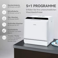 Hermitlux Mini Tabletop Dishwasher, 43cm, 4 place settings, with/without water connection, suitable for camping, energy class F, white