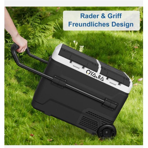 OYAJIA 55L Compressor Cooler Box, Car Refrigerator, 12/24V, Dual-Zone, Freezing Function, App Control, Portable