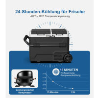 OYAJIA 55L Compressor Cooler Box, Car Refrigerator, 12/24V, Dual-Zone, Freezing Function, App Control, Portable