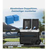 OYAJIA 55L Compressor Cooler Box, Car Refrigerator, 12/24V, Dual-Zone, Freezing Function, App Control, Portable