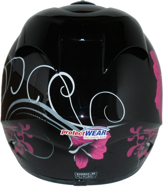 protectWEAR FS-801-99 Motorcycle Helmet, Full Face Helmet, Black/Grey/Pink, Sporty Design, Ventilation, Visor