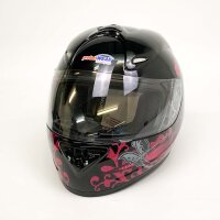 protectWEAR FS-801-99 Motorcycle Helmet, Full Face Helmet, Black/Grey/Pink, Sporty Design, Ventilation, Visor
